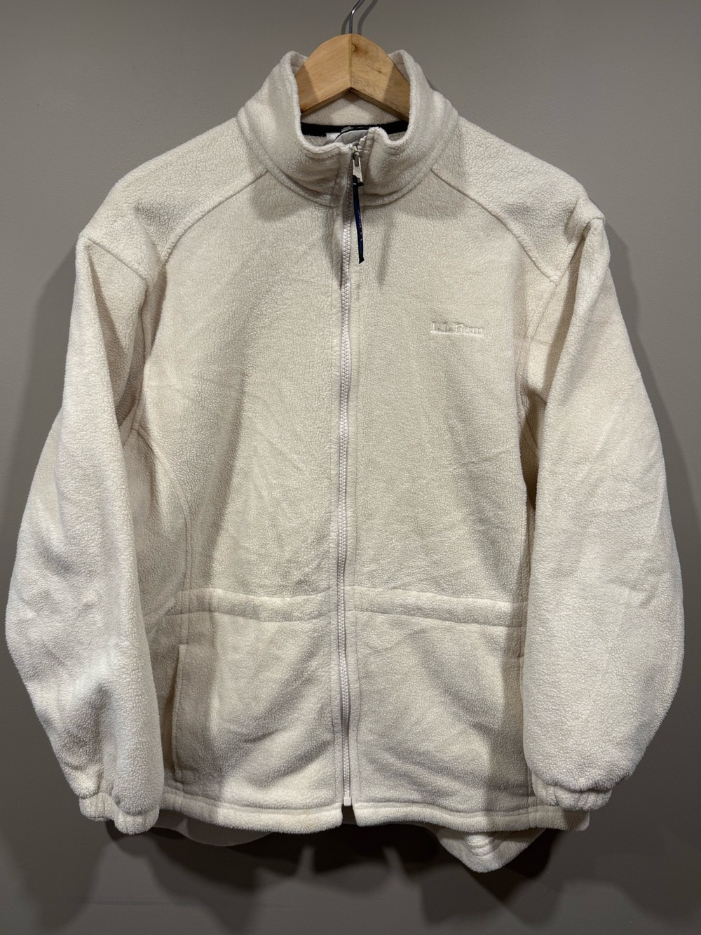 L.L. Bean Womens Off-White Full-ZipFleece Jacket